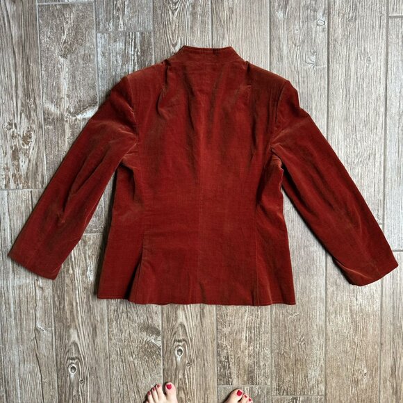 Vtg‎ Orange Velveteen Blazer By Pykettes 16 Preppy Academia Classic Jacket - Picture 7 of 8